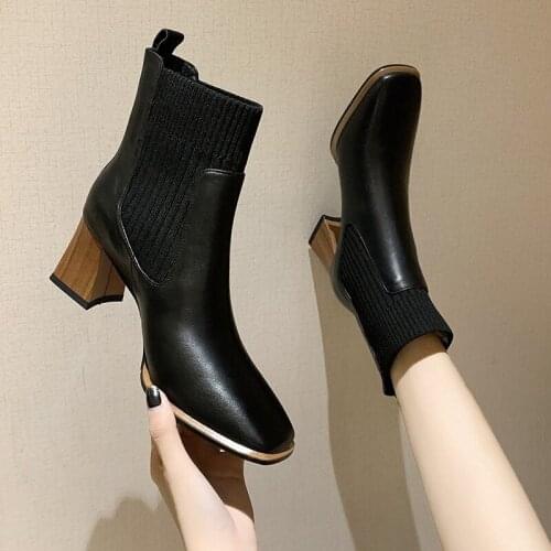 Shoes White Mid-Calf Boots Booties Ladies Boots-women Luxury Designer Round Toe Low Heels booties Chelsea Short Autumn