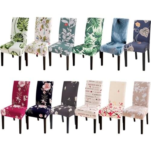 Printed Chair Cover Spandex Stretch Elastic Slipcovers Chair Protectors For Dining Room Wedding Banquet Party Hotel 1/2/4/6pcs