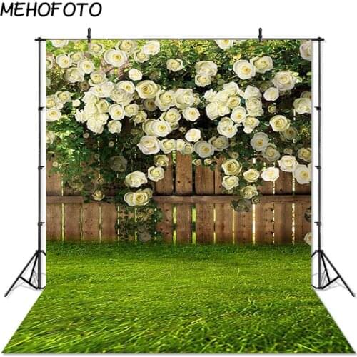 Spring Garden Photography Background Green Grass Nature Fence Flower Wedding Backdrop Photobooth Photo Studio Props