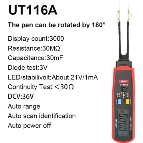 SMD Resistance Tester UNI-T UT116C UT116A With LED, Maximum 36V DC Voltage Measurement Function Multimeter