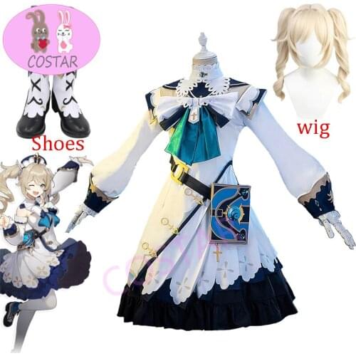 COSTAR Game Genshin Impact Barbara Cosplay Costume Uniform Outfit Women Party Princess Dress Halloween Carnival Set wig shoes