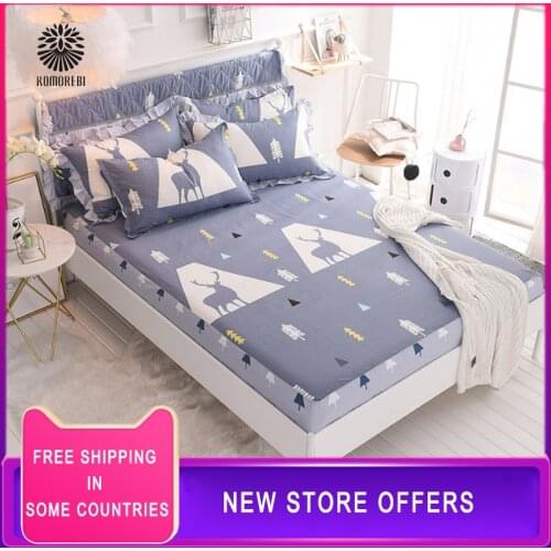 40 Styles Choose Fitted Sheet Solid Color Bed Sheets With Elastic Band King Size Mattress Printed Cover Bed