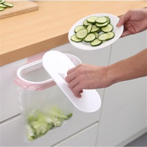 New Cupboard Plastic Garbage Hanging Bag Kitchen Trash Storage Rack Rubbish Bag Hook Scouring Dry Shelf Holder Kitchen Organzier