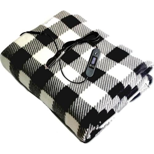 12V Electric Car Heated Blanket LCD Screen Display 4 Temp Levels Timing & Adjust Warm Blanket Universal For Vehicles Ship Office