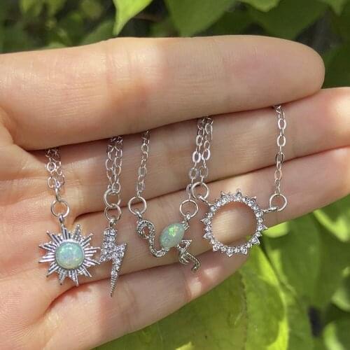 Lost Lady Bohemian Sun lightning Flamingo Pendant Necklaces Vintage Silver Color Chain Necklace for Women Party Jewelry Gift