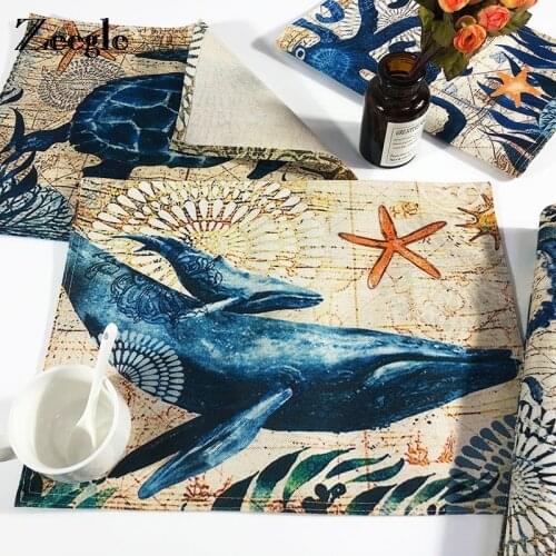 Zeegle Coasters Kitchen Dining Bar Table Mat Pad Marine Life Pattern Placemat Coffee Table Cup Mat Drink Coasters