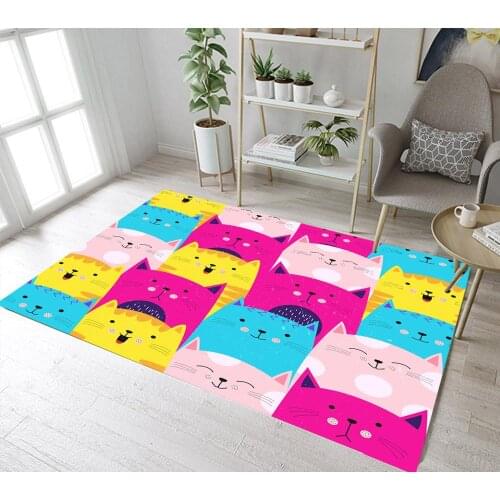 Multi-colored Lovely Cats Kids Play Rug Room Living Room Area Rugs Bedroom Floor Carpet Door Non-slip Mat Rug