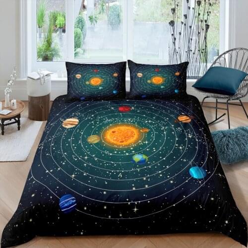 Home Textiles Luxury 3D Solar System Print Duvet Cover Set 2/3 Pcs Pillowcase Kids Bedding Set AU/EU/UK/US Queen and King Size