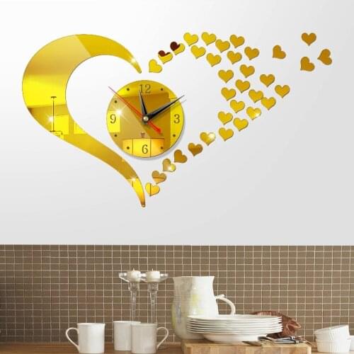 Self Adhesive DIY Large 3D Wall Clock Quartz Needle Modren Design Acrylic Mirror Wall Stickers Home Decor Living Room Decorative