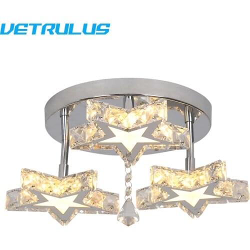 Modern Chandelier Crystal Led Ceiling Chandelier Lights Stars Ceiling Lamp Corridor Aisle Entrance Decor Indoor Lighting Fixture