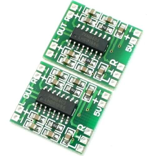 Super Mini PAM8403 2*3W D Class Digital Amplifier Board 2.5-5V USB Power Green+Silver