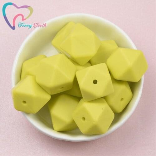 Teeny Teeth 10 PCS Lemon Yellow 14-17 MM Hexagon Shape Beads Baby Pendant BPA Free Eco-friendly Beads Bracelet DIY Jewelry Perle