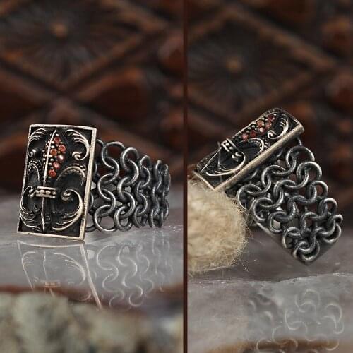 Knitted Model Tumbled Silver Men 'S Ring