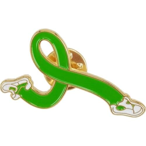 Go Green Awareness Running Green Ribbon Lapel Pins
