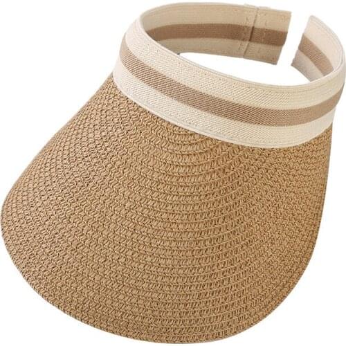 Empty Top Straw Hat Travel Sunshade Sun Hat Cap Trendy Superlite Beach Foldable Roll Up Cap Cruise Wear Visor Cap For Womens