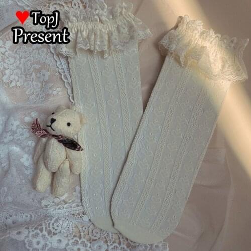 Women Ruffle Princess Socks Girls Harajuku Comfortable Socks Korea adorable Lolita Lace bow tie socks