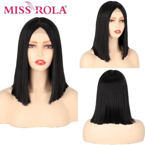 MISS ROLA Short Straight Bob Women Synthetic Wigs Middle Part High Temperature Fibre Party Daily Use Shoulder Length