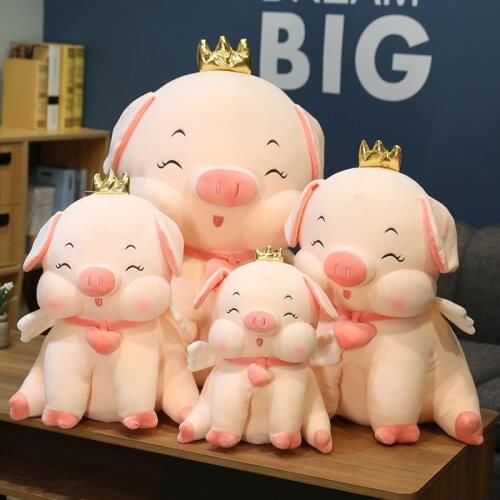 1pc 35CM Cute Angel Pig Plush Toy Stuffed Animal Pig Doll Soft Cushion Sofa Pillow For Kids Baby Lovely Cartoon Christmas Gift