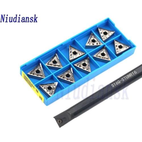 10pcs TNMG1604 Inner Hole Carbide Inserts +1pc S16Q-STUNR16 S20R-STUNR16 Internal Turning Tool Holder CNC Lathe Tools STUNL Suit