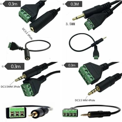 3.5mm 2pole 3pole 4pole stereo male to AV screw video balun terminal 3.5 audio jack 3-pin male terminal block plug connector