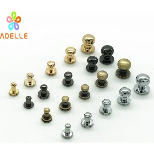 30sets 4/5/6/8/10mm Solid Brass Screw/Nail Rivet/round head button stud/chicago screw Colored leather craft DIY free shipping
