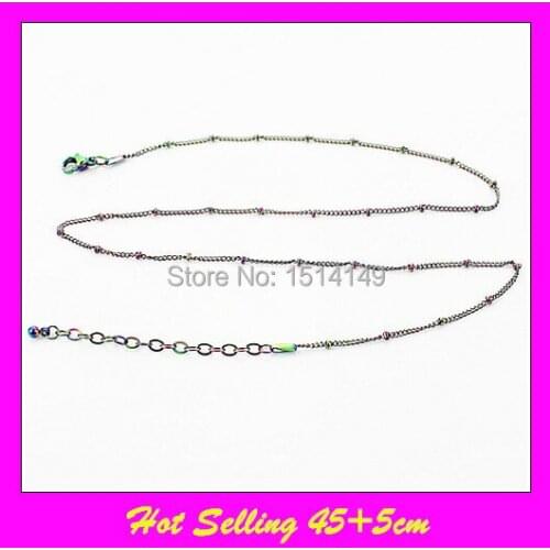 5pcs!!! 45+5cm floating locket chains rainbow stainless steel memory locket chain