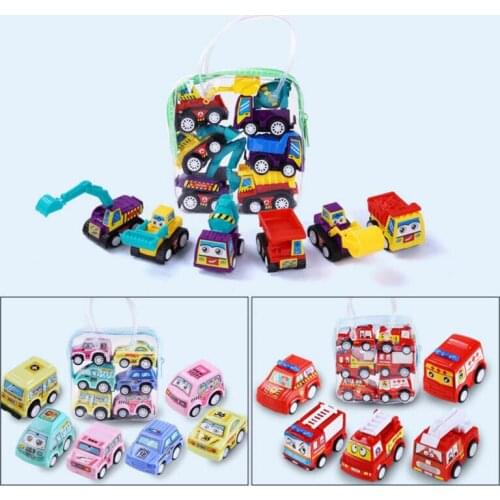 6Pcs Pull Back Car Toys Car Children Racing Car Baby Mini Cars Cartoon Pull Back Bus Truck Kids Toys Children Boy Gift GYH