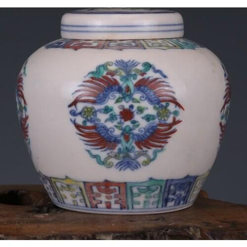 Antique MingDynasty porcelain pot,Colorful porcelain phoenix jar,hand painted crafts,Decoration,Collection&Adornment