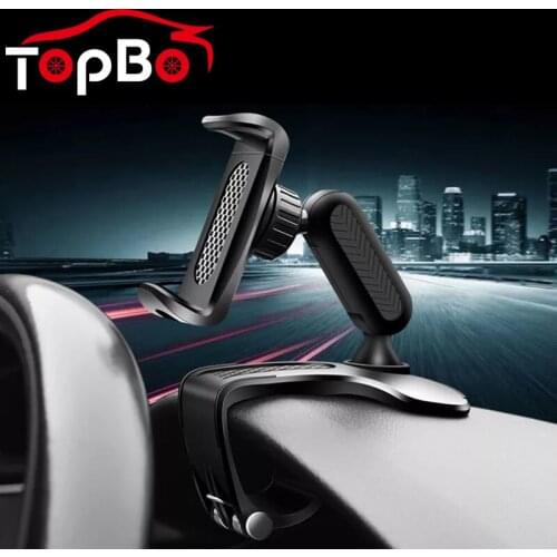 Car Dashboard Mount GPS Stand Sun Visor Mirror Steering Wheel Phone Holder Stand 360 Degree Mobile Phone Mount Bracket Accessory