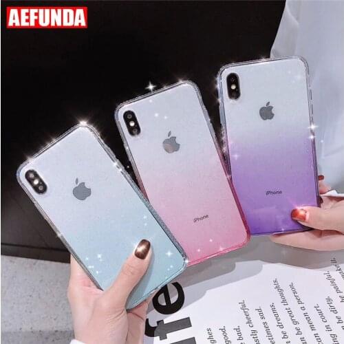 Glitter Gradient Color Diamond Edge For iPhone 6 6S 7 8 Plus Case Ultra Thin Clear TPU Cases For iPhone X XS Max XR Fundas Case