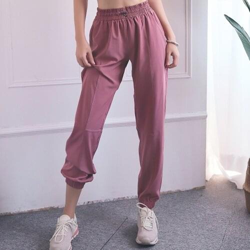 2021 New Fashion Women Casual Pants High Waist Loose Workout Pants Pocket Active Trousers Inelastic Ankle Length BG956 Hot Sale