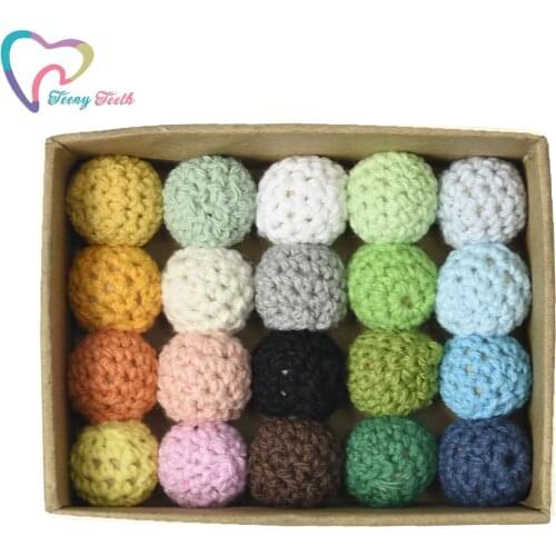 30 PCS 16 MM Crochet Round Wooden Beads Mix Handmade Knitting Ball Can Chew DIY Nursing Jewelry Organic Teething Bracelet Beads
