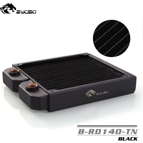 BYKSKI 28mm Thick Copper + Brass 140mm Computer Water Discharge Liquid Heat Exchanger Metal Radiator for 140mm Fans G1/4