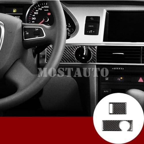 For Audi A6 S6 Carbon Fiber Center Console Key Hole Frame Cover Trim 2005-2011 2pcs Car Accessories Interior Car Decor Car Trim
