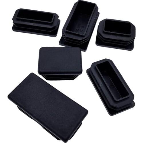 Black Plastic Steel Rectangular pipe plug Furniture Leg plug Anti Slip Feet Protector Pad Plastic square tube cap plug