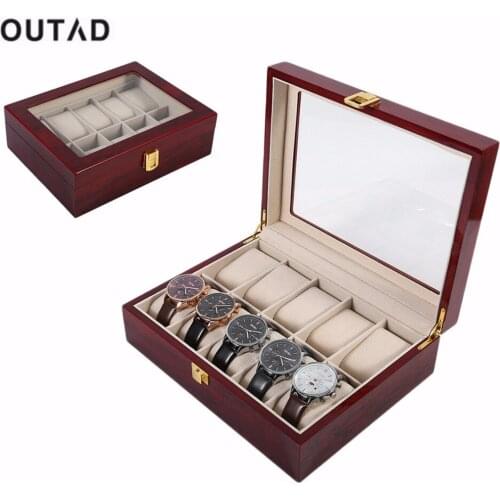 10/6 Slots Wooden Watch Case Display Box Storage Jewellery Glass Top Watch Display Holder Fashion Watch Storage