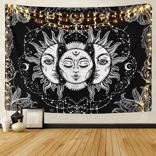 Mandala Tapestry White Black Sun and Moon Tapestry Wall Hanging Hippie Wall Rugs Dorm Decor Blanke Room Decor