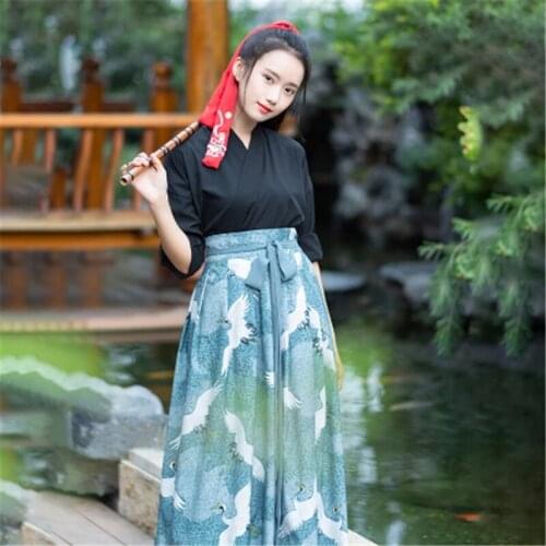 Kimono Dress Women Haori Japanese Style Kawaii Girls Crane Sakura Yukata Vintage Party Japan Dance Costume Samurai Cosplay