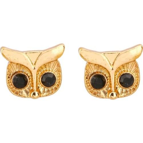 Creative Wild Gold Owl Crystal Stud Earrings Womens Fashion Personality Jewelry Birthday Gift For Girlfriend