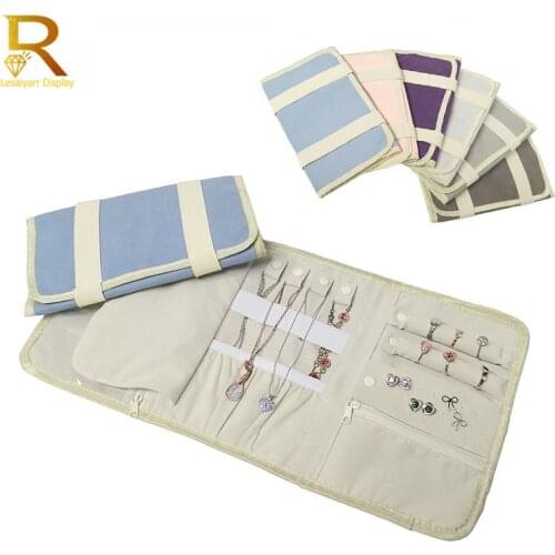 Multicolor Portable Jewelry Case for Journey Travel Organizer Roll Rings Necklaces Earrings Storage Bag Accessories Pouch