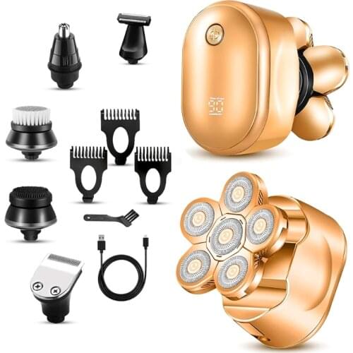 Multifunctional Bald Head Shaver 6 in 1 Electric Razor Head Shavers for Bald Men - LED Display Shavers for Men