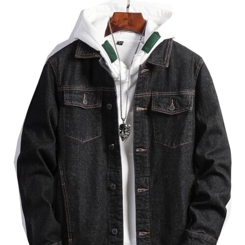 Mens plus size denim jacket fashion casual jacket cotton high quality black blue 5XL 6XL 7XL fall/winter