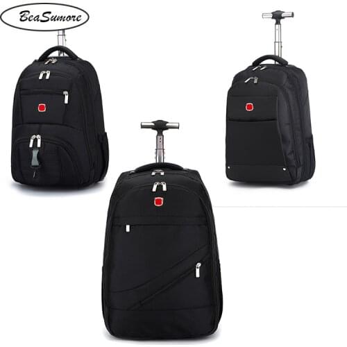 BeaSumore 18/20 inch Shoulders Travel Bag Multifunction Student Backpack Men Business Laptop bag Suitcases Wheel