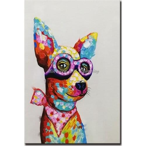 Mintura Wall Picture for Living Room Oil Paintings on Canvas Hand Painted A Very Proud Dog Hotel Decor Morden Wall Art No Frame