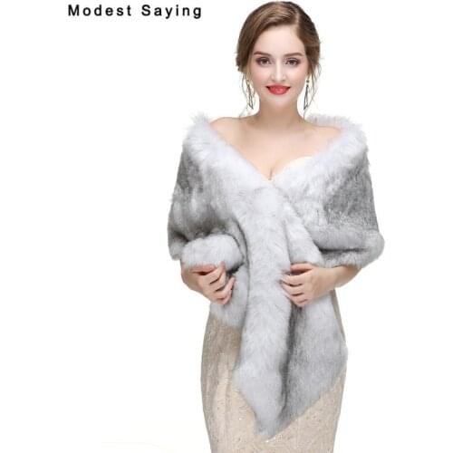 New 2017 Silver Winter Faux Fur Wedding Wraps Fashion Imitation Mink Hair Bridal Shrugs Shawls Warm Boleros Wedding Accessories