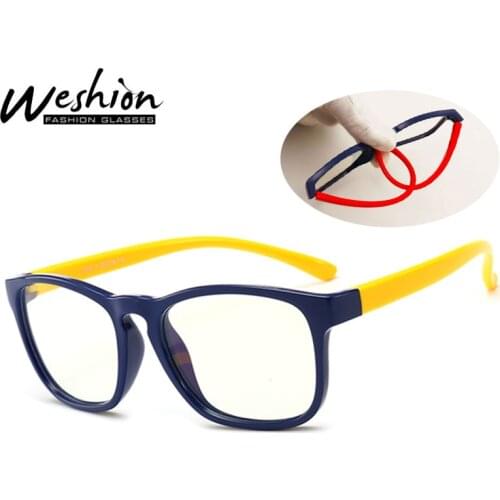 Square Anti Blue Light Glasses Kids Flexible Optical Frame Boy Girl Prescription Eyeglasses Anti Reflective TR90 Clear Glasse UV