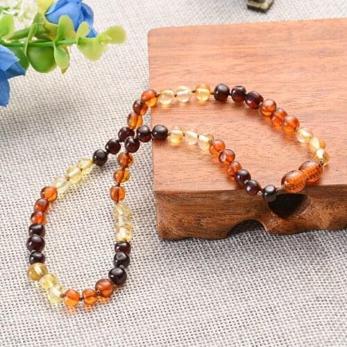 Baltic Amber Teething Necklace for Baby (Unisex) 100% Natural Handmade Irregular Multicolor Polished Amber Necklace Jewelry Gift