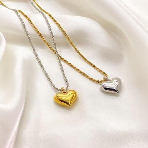 New summer fashion gold and silver mash-up solid peach pendant necklace female Japanese and Korean true gold plating necklace