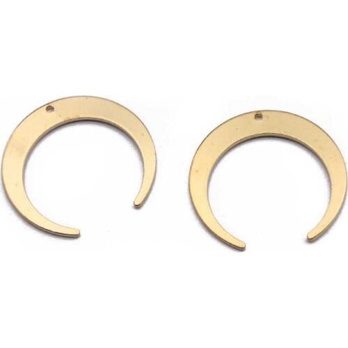 10pcs Crescent Moon Charms Raw Brass Horn Charms Pendant For Earrings Necklace Jewelry Findings Making Handmade Supplies