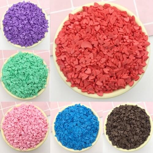 100g Polymer Hot Clay Heart Shape Slices Sprinkles for Crafts Making DIY Slime Filling Accessories Nail Arts Decoration 5mm